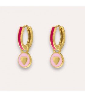 Pendientes Heart Enamel Baño Oro