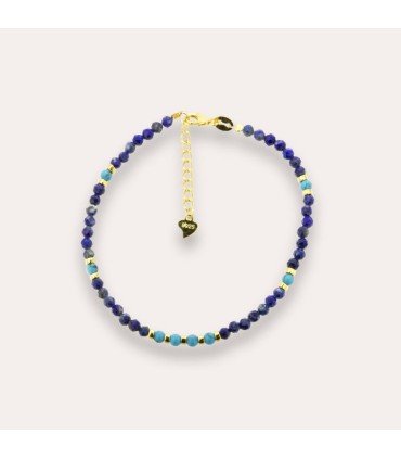 Pulsera Blue Pebbles Baño Oro