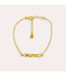 Pulsera Mamá Corazones Baño Oro