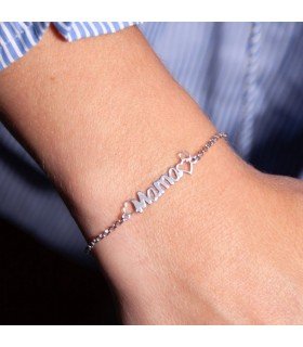 Pulsera Mamá Corazones Plata