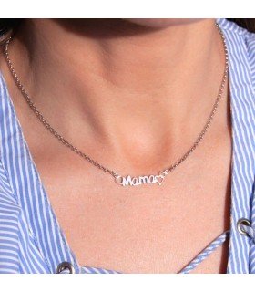 Collar Mamá Corazones Plata